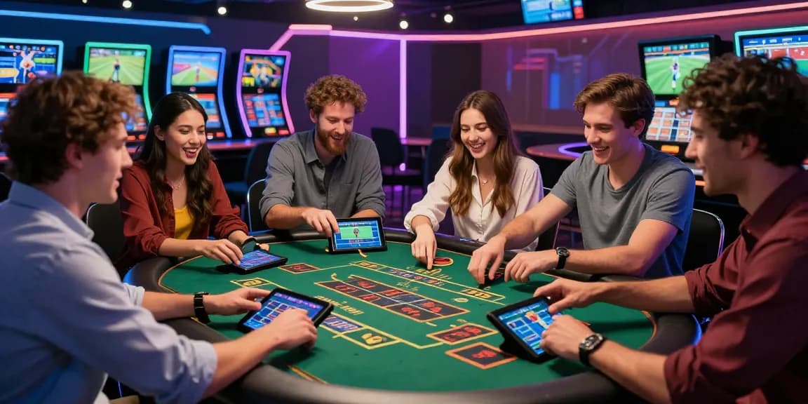 Friends engaging in online gambling excitement at a virtual casino, xem ngay for thrilling gameplay.