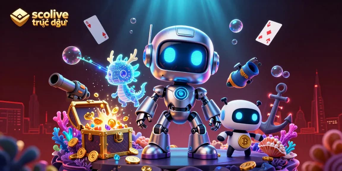 Experience the excitement of socolive trực tiếp with dynamic 3D characters amid a vibrant casino scene.