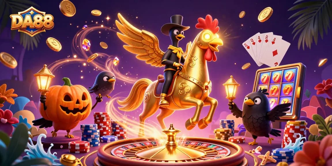 Engage in thrilling adventures at DA88 with colorful poker chips and dazzling casino scenes.