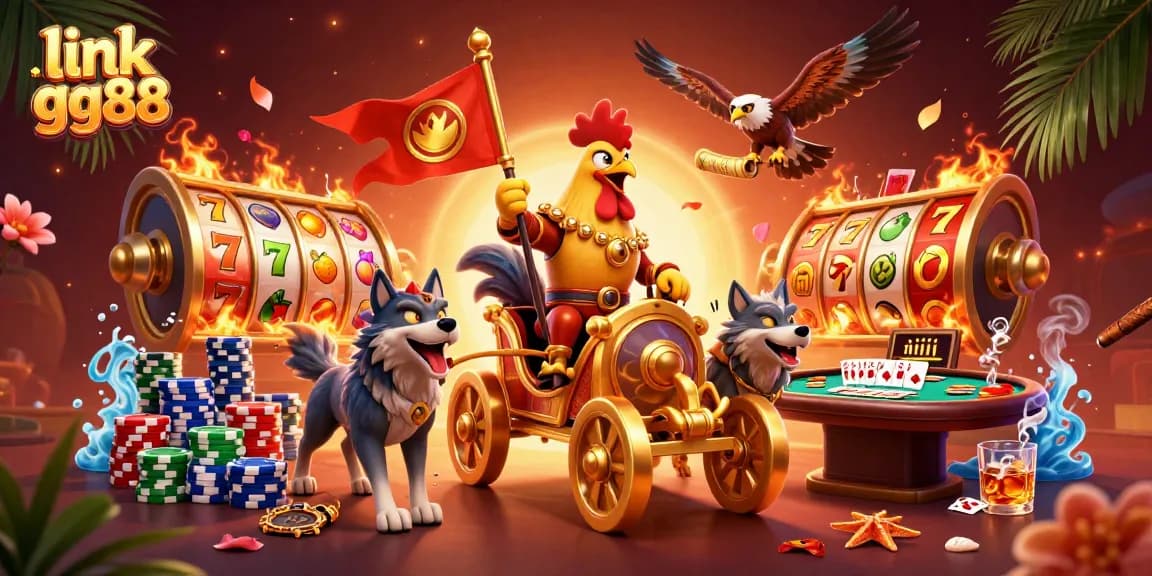 Experience the thrill with link gg88 as the rooster warlord leads the way in a vibrant casino scene rich with games.