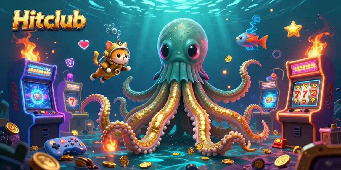 Hitclub offers an engaging casino experience featuring a kraken, diving cat, and arcade games.