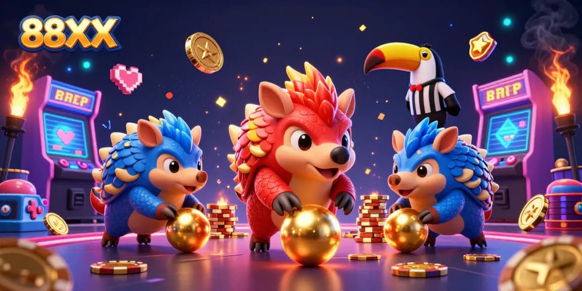 Win big at 88XX with fun pangolin-themed gambling action and vibrant casino elements.