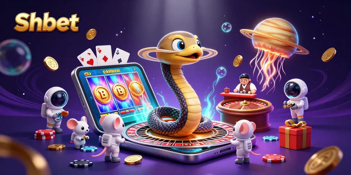 Experience the thrill of Shbet as astronaut mice bet on a cosmic roulette wheel in a vibrant 3D scene.