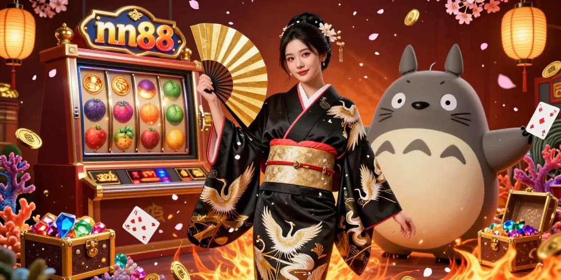 Engage with thrilling slots and jackpots at nn88, featuring vibrant characters and exciting casino elements.
