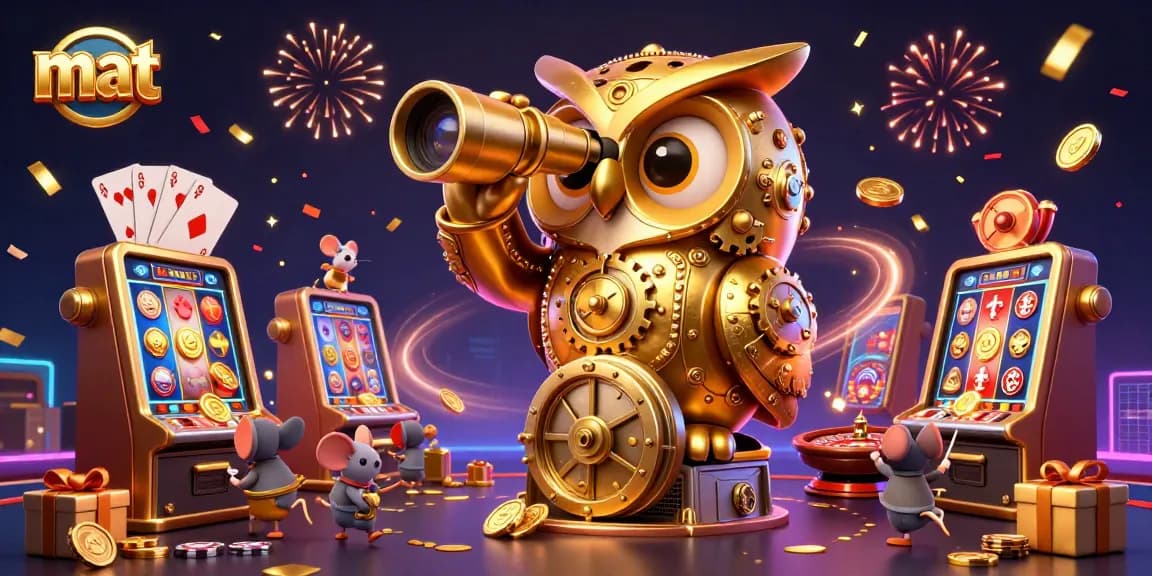 Experience the thrill of mat gaming with a vibrant 3D casino scene featuring dynamic characters and cascading gold.