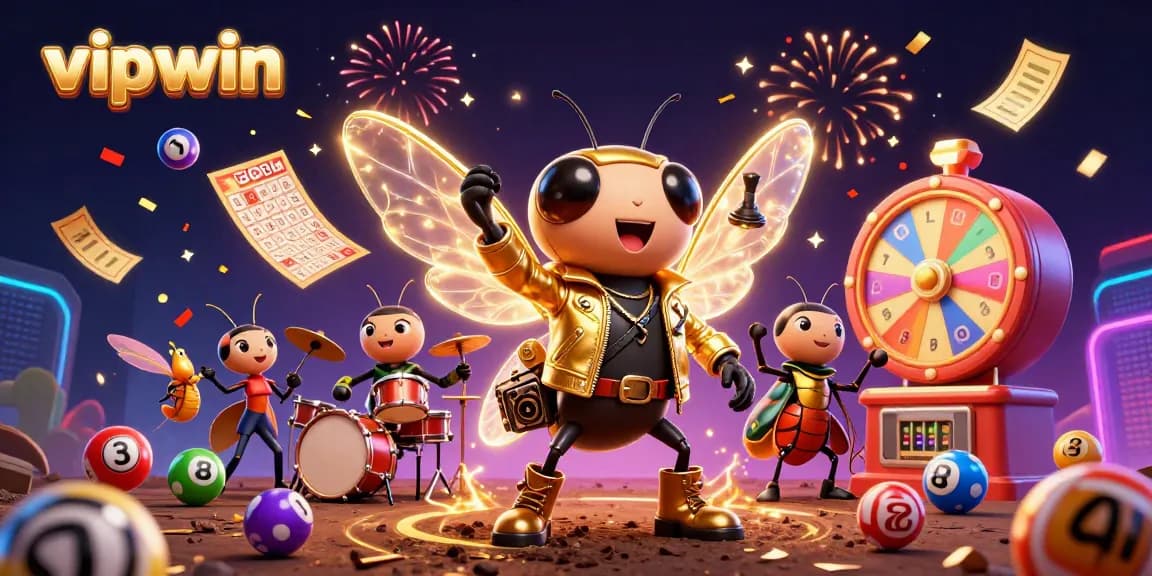 Engage with vipwin's exciting lottery scene featuring vibrant characters and dynamic game elements.