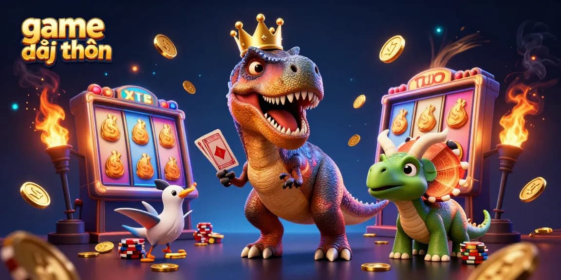 Engage with enticing game đổi thưởng scenes featuring playful characters and dynamic slot elements.