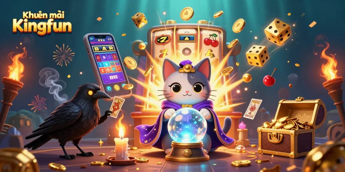Experience thrilling Khuyến mãi Kingfun with vibrant 3D gambling elements, showcasing exciting slot machines and festive energy.