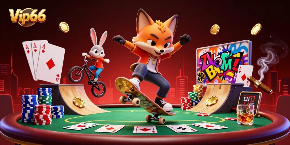 Experience the thrilling games at Vip66 with vibrant poker action and colorful characters!