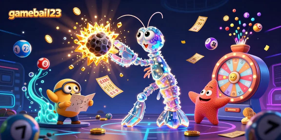 Gamebai123 features an explosive casino adventure with a galactic shrimp brawling for cosmic rewards.