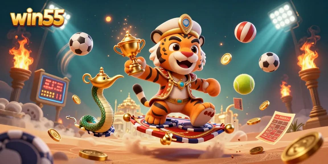 Engage with win55 to enjoy a vibrant 3D casino experience featuring animated characters and dynamic gaming elements.