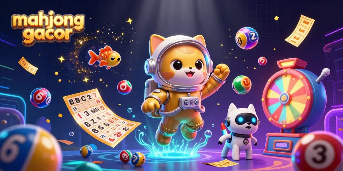 Engage with mahjong gacor in this vibrant 3D scene filled with colorful jackpot elements and playful characters.