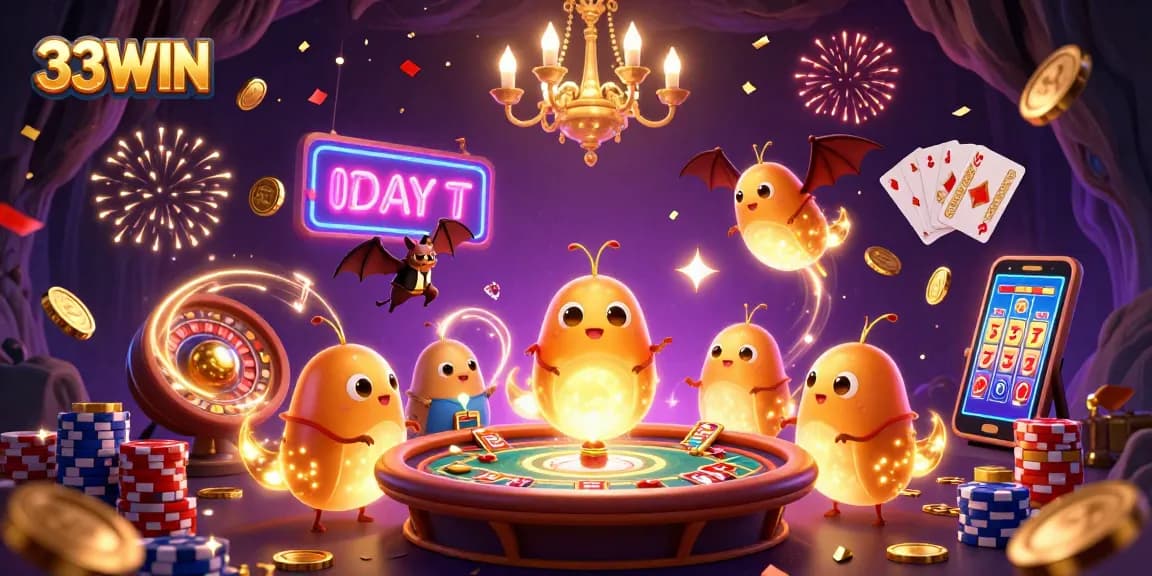 Experience the thrill of 33WIN with enchanting glowworms in a vibrant casino setting