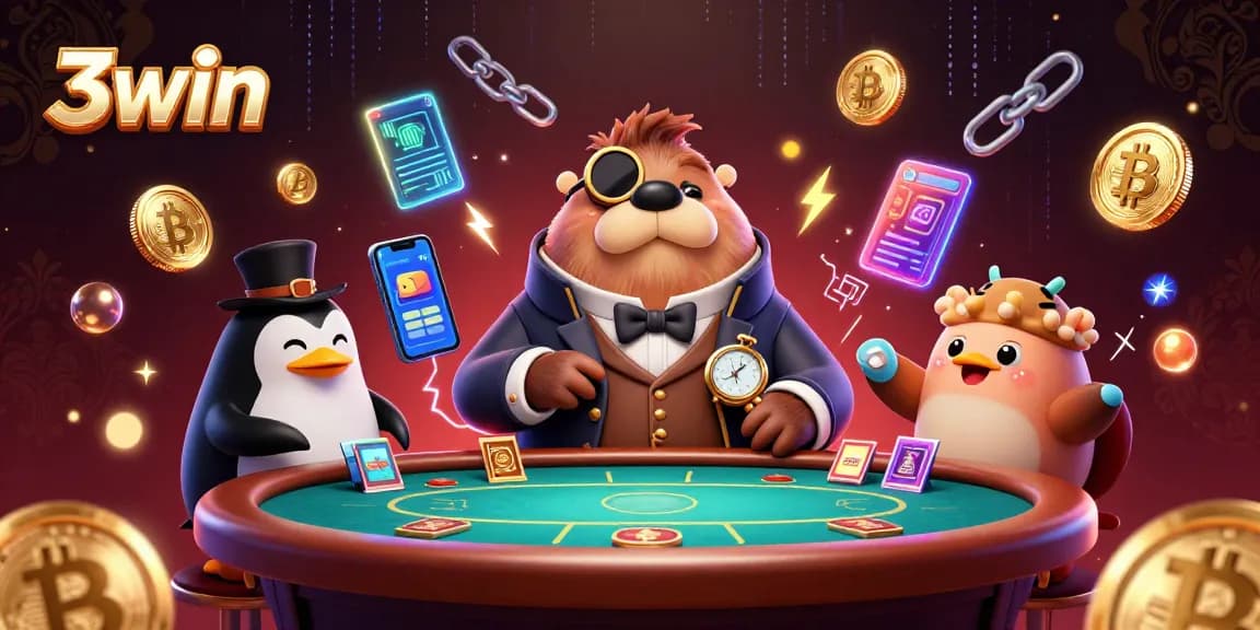Experience the game dynamics at 3win with a whimsical underwater poker scene featuring unique characters.
