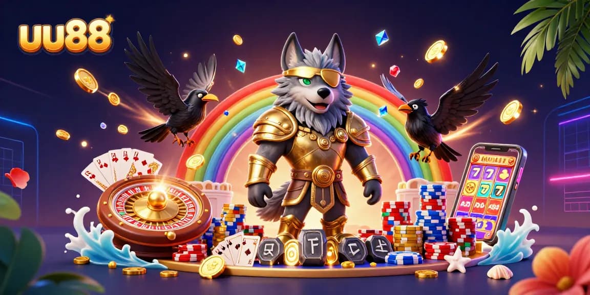Spin and win with uu88 in this vibrant 3D casino illustration showcasing epic gambling fun.