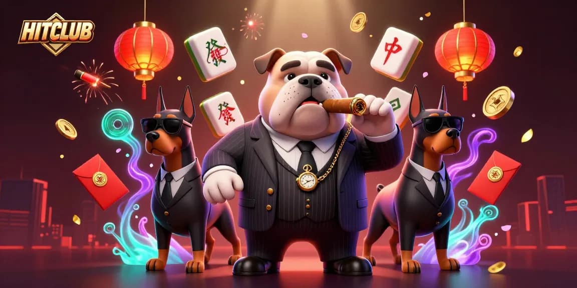 HITCLUB brings excitement with a mafia bulldog boss and dynamic casino elements in a vibrant scene