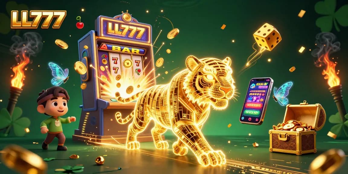 Experience thrilling gameplay at LL777 with a mesmerizing digital casino scene featuring vibrant graphics.