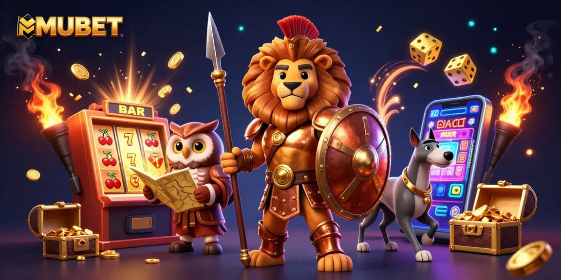 MUBET transforms your gaming experience with a dynamic 3D casino scene featuring thrilling jackpots and vibrant characters.
