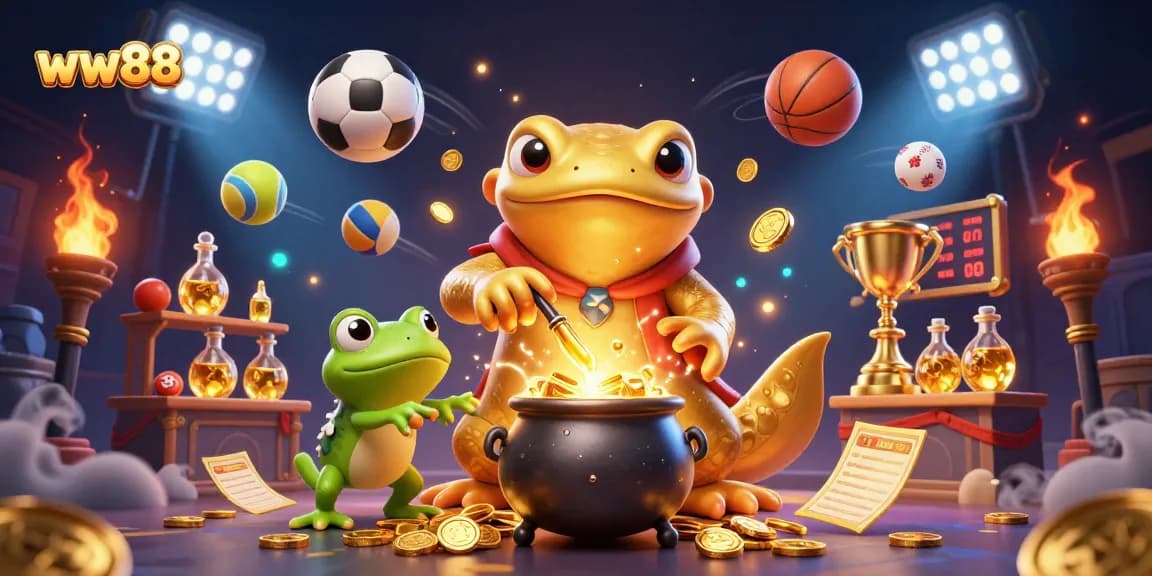 Experience thrilling gameplay at ww88 with a vibrant 3D illustration showcasing dynamic sports elements.