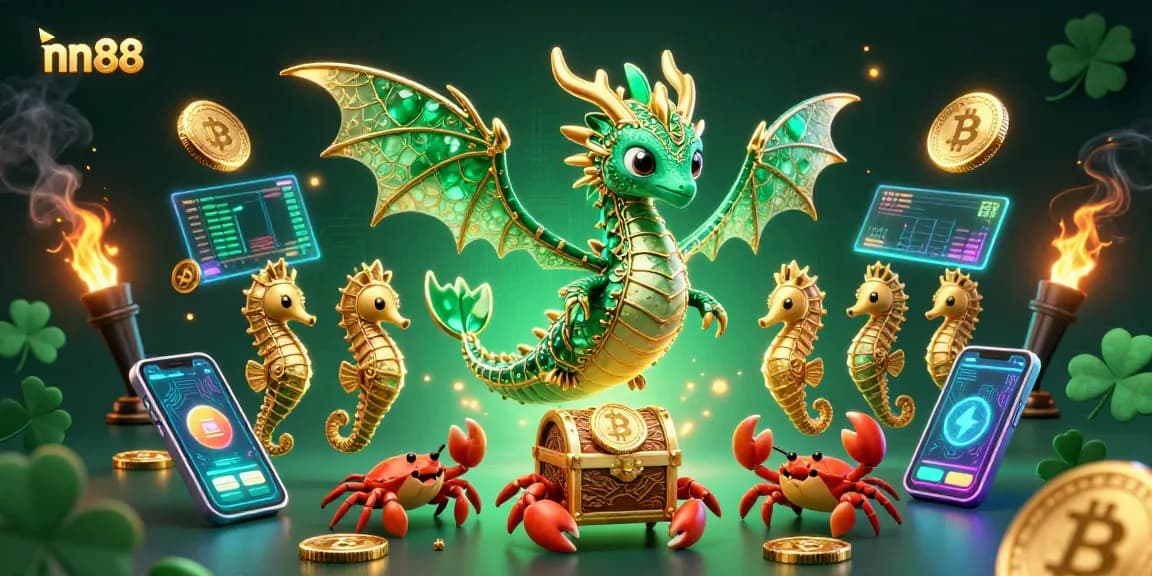 Experience thrilling gameplay at nn88 casino with vibrant sea dragon treasures and crypto elements.