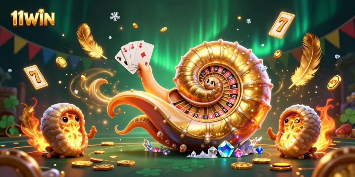 Engage with 11WIN's thrilling casino experience featuring a dynamic scene of an ancient nautilus roulette wheel.