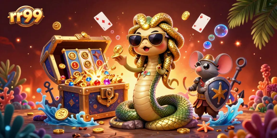 Experience thrilling gameplay at rr99 with our vibrant, engaging casino Illustration featuring Medusa and treasures.