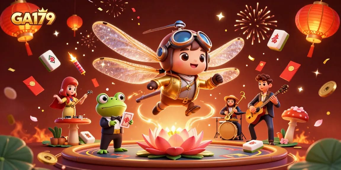 Engage in exhilarating action at GA179 with a lively frog croupier dealing cards.