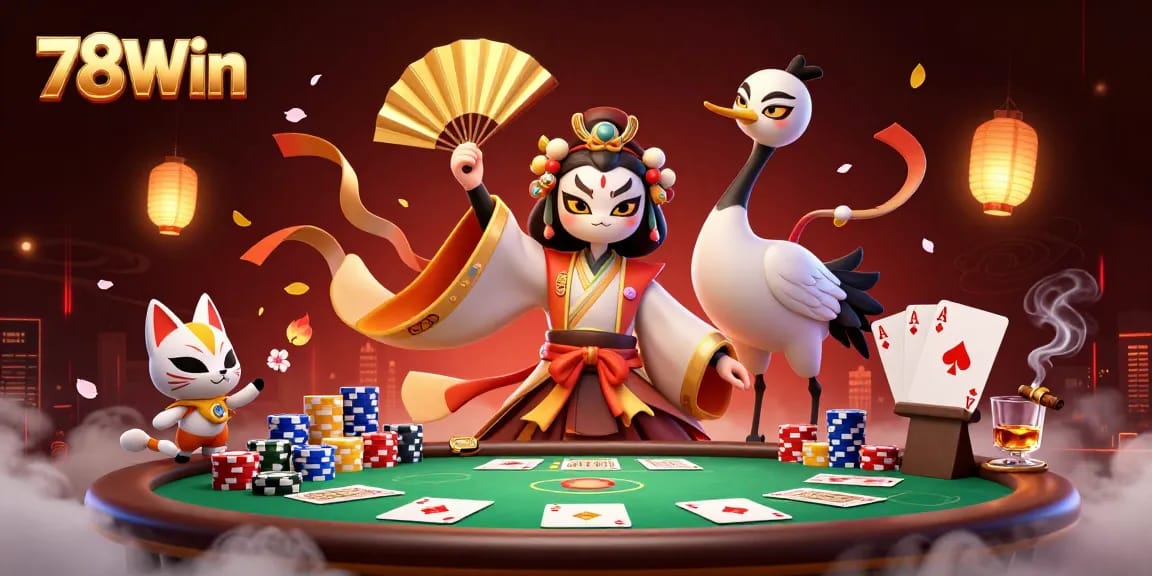 Experience thrilling poker action at 78Win with vibrant graphics, dynamic game elements, and captivating characters.