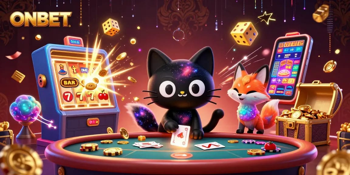 Experience ONBET's exciting casino action with vivid characters and dynamic gameplay elements in a stunning cosmic setting.