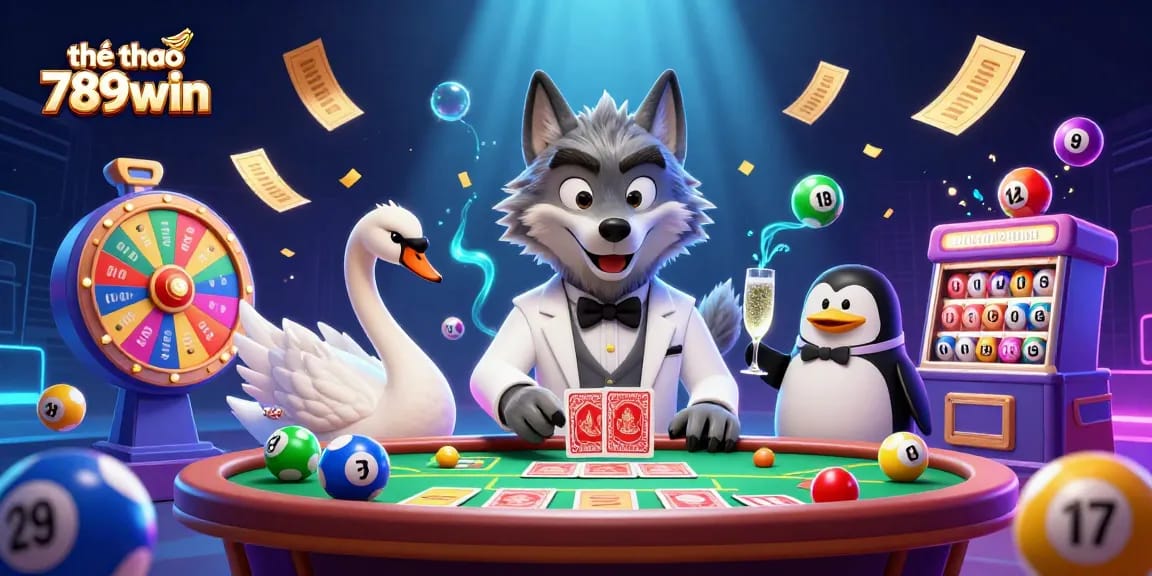 Experience the thrill of thể thao 789win with vivid cartoon characters, sports balls, and betting excitement.