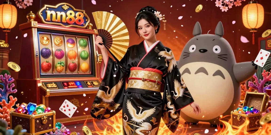 Engage with thrilling slots and jackpots at nn88, featuring vibrant characters and exciting casino elements.
