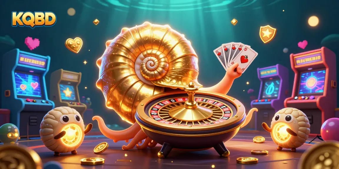 Betting with KQBD: Exclusive illustration featuring ancient nautilus, cards, and casino elements.