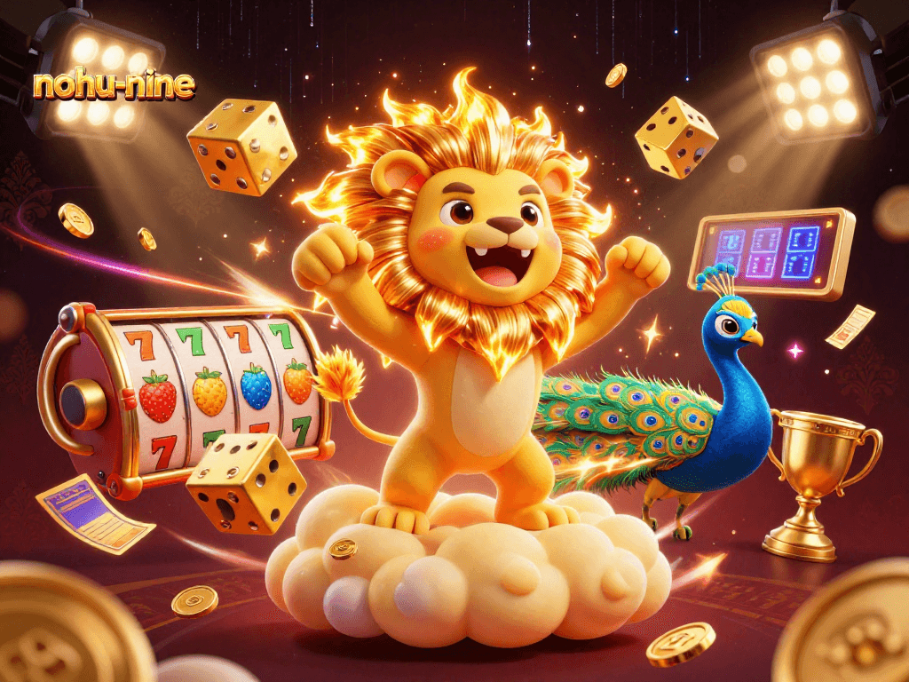 Nohu-nine presents an exciting slot gaming scene with vibrant characters and dynamic elements.