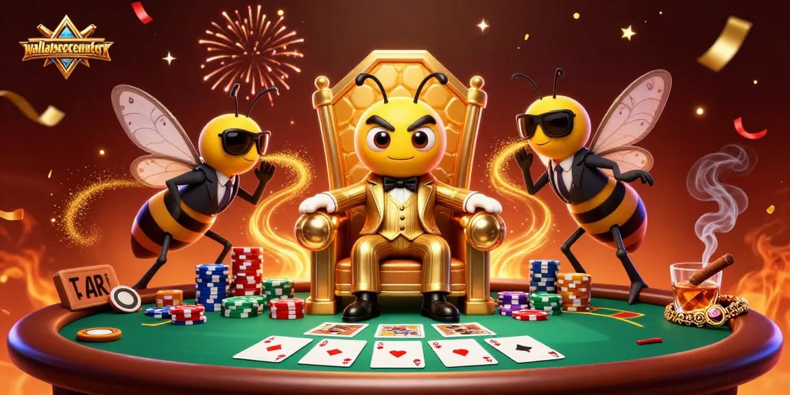 Experience high-stakes poker at wallaseycemetery with a buzzing mob boss and vibrant casino elements.