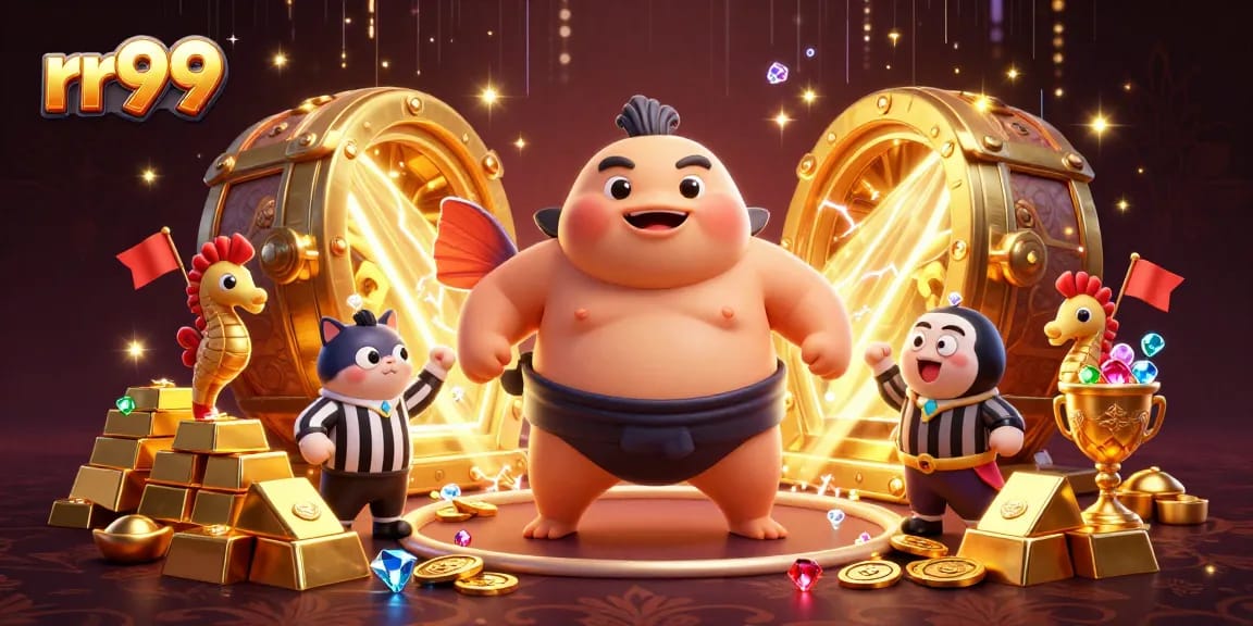Experience the excitement of rr99's vibrant casino atmosphere with animated gambling characters.