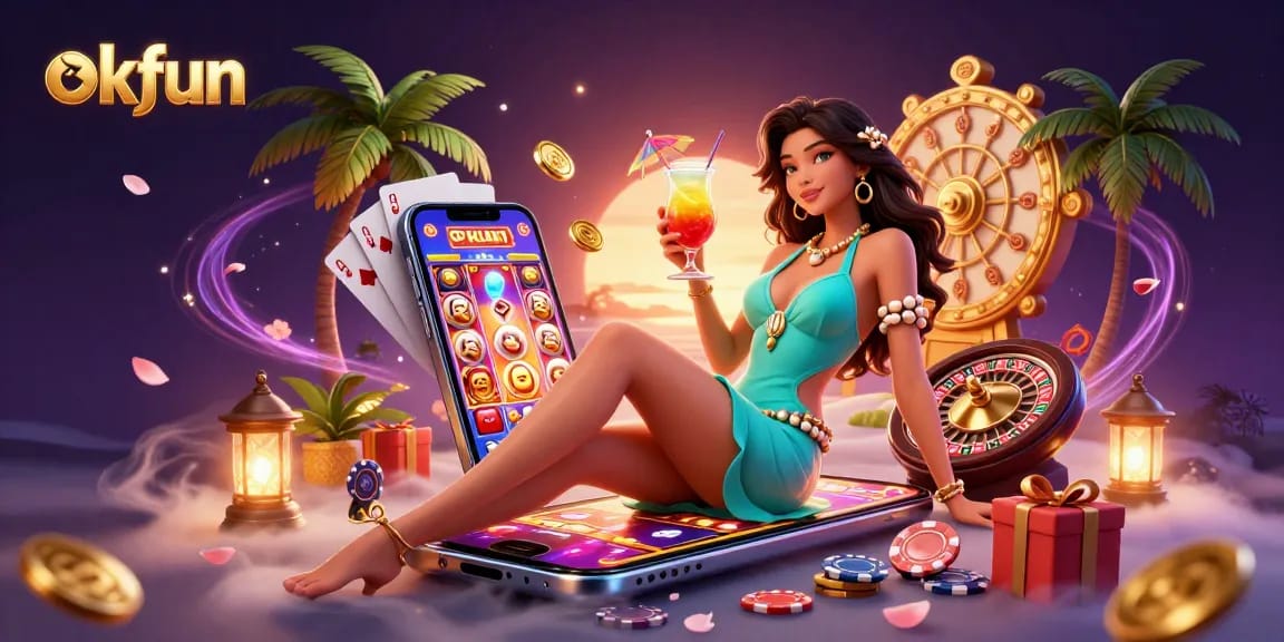 Experience exhilarating gaming at okfun with vibrant slot games and stunning visuals in a rich casino setting.