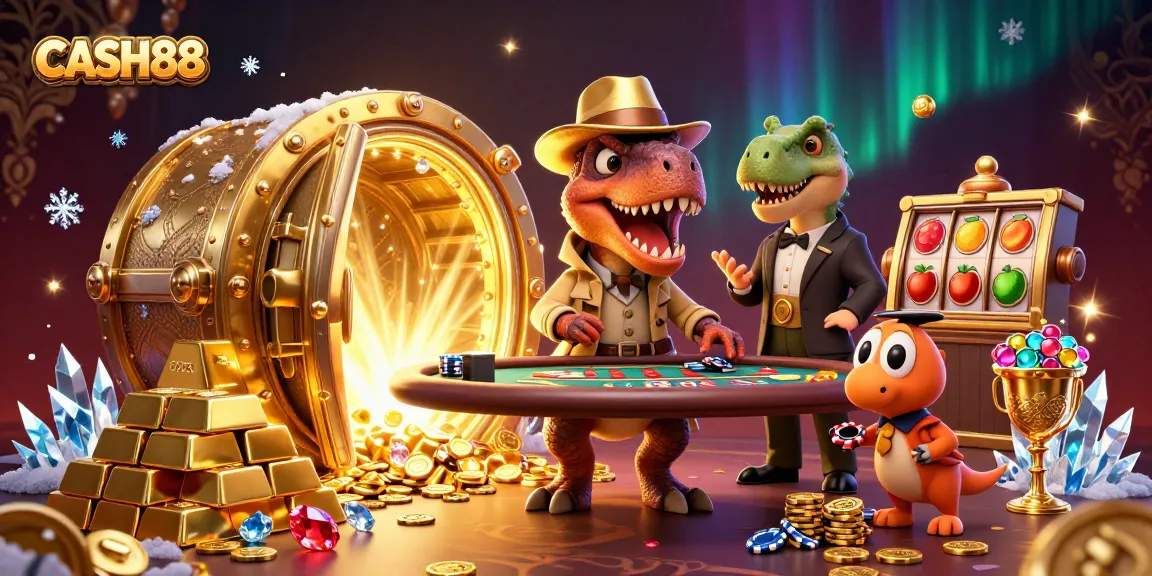 CASH88 showcases a cunning velociraptor card counter at a blackjack table, with vivid casino elements enhancing the excitement.