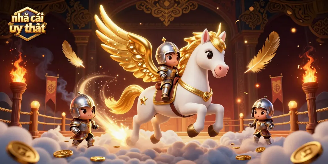 Engage with nhà cái uy tín through this captivating 3D illustration highlighting a celestial horse and knight.