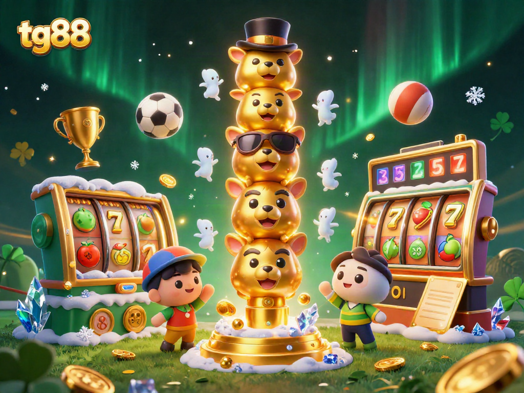 Engage with vibrant tg88 casino action featuring a dynamic golden totem pole and lively slot elements.