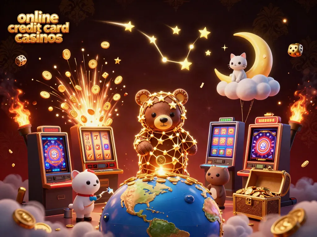 Explore exciting online credit card casinos with our dynamic 3D casino illustration featuring engaging characters and vibrant elements.