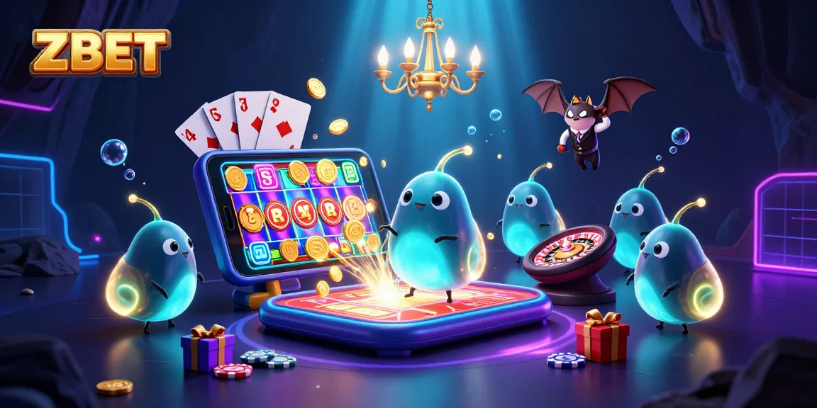 Engage in ZBET's vibrant gaming atmosphere with glowing creatures lighting up the casino experience.