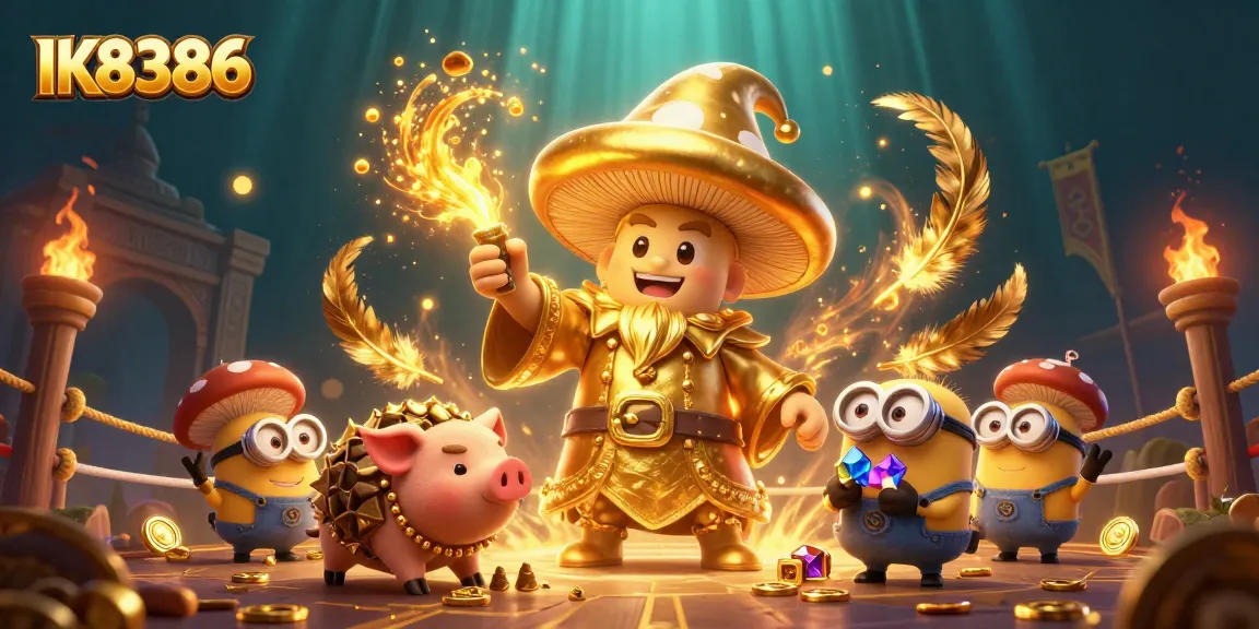 Engage with thrilling gambling experiences at IK8386 featuring golden wizard and treasure scenes.