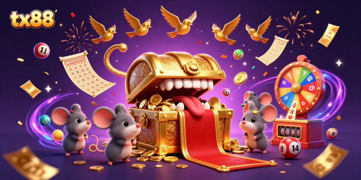 Experience thrilling gameplay at tx88 with a vibrant 3D casino scene filled with dynamic lottery elements.