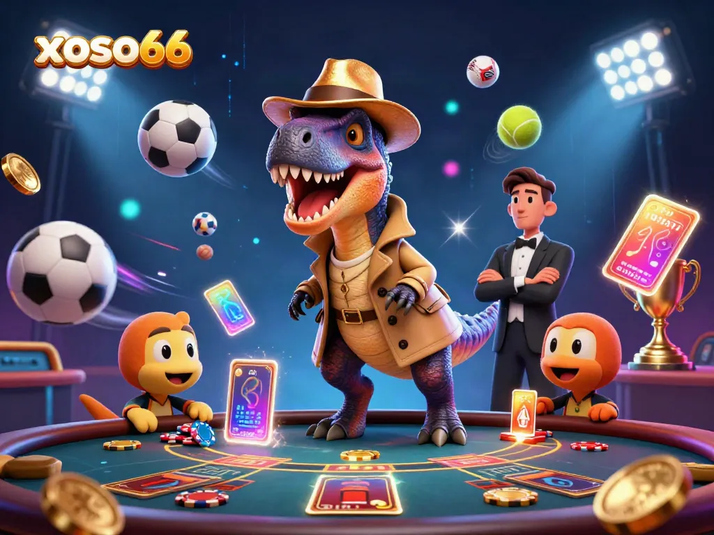 Experience thrilling gameplay at xoso66 with a velociraptor card counter at a blackjack table.