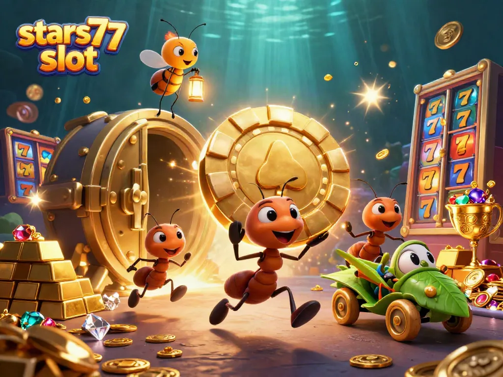 Menggali keseruan bermain slot di slots77 dengan karakter unik seperti semut dan jangkrik.