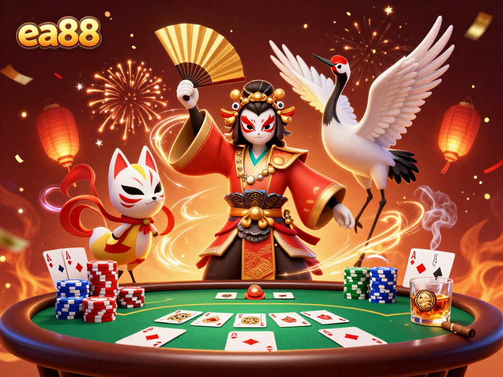 Experience high-stakes poker action with ea88, featuring colorful chips and a vibrant atmosphere.