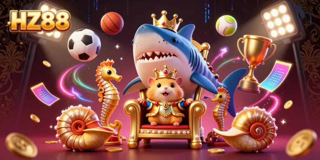 Experience the vibrant energy of HZ88's unique gambling environment with 3D characters and dynamic gaming elements.