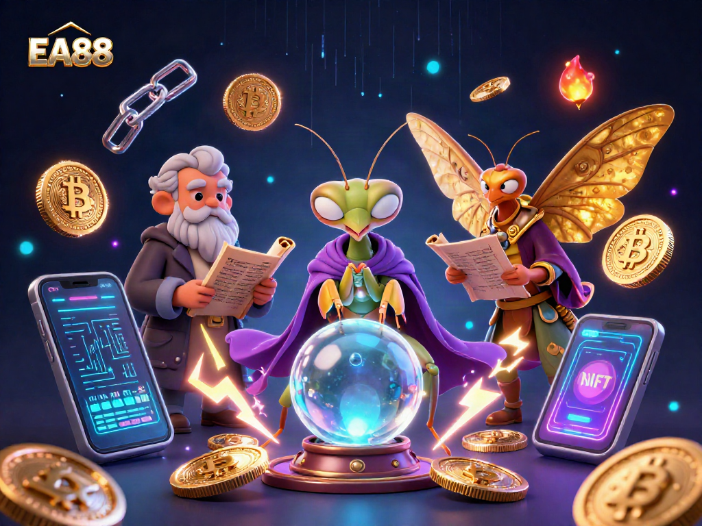 Engage with EA88's vibrant casino themes in this dynamic 3D illustration