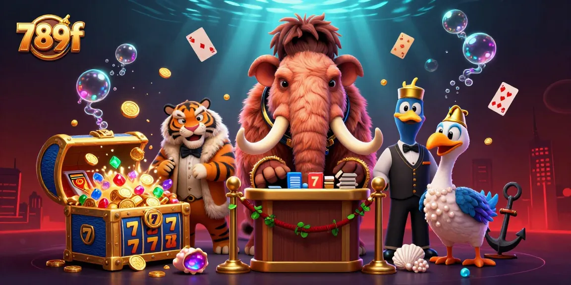 Experience the vibrant world of 789f with a dynamic casino scene featuring characters and treasures.