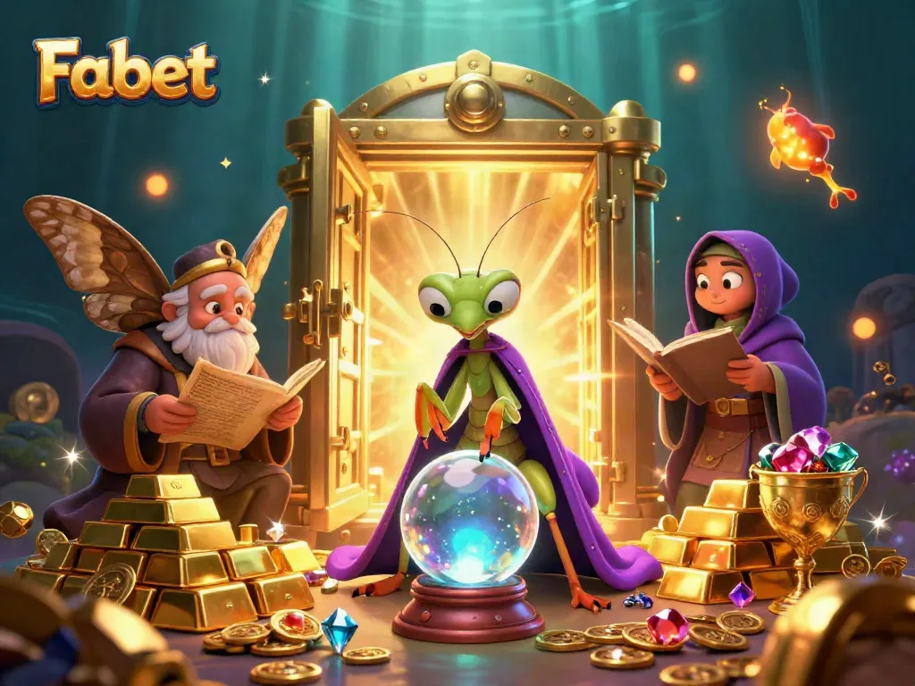 Experience Fabet’s magical gaming world with a 3D illustration of fortune tellers and treasures.